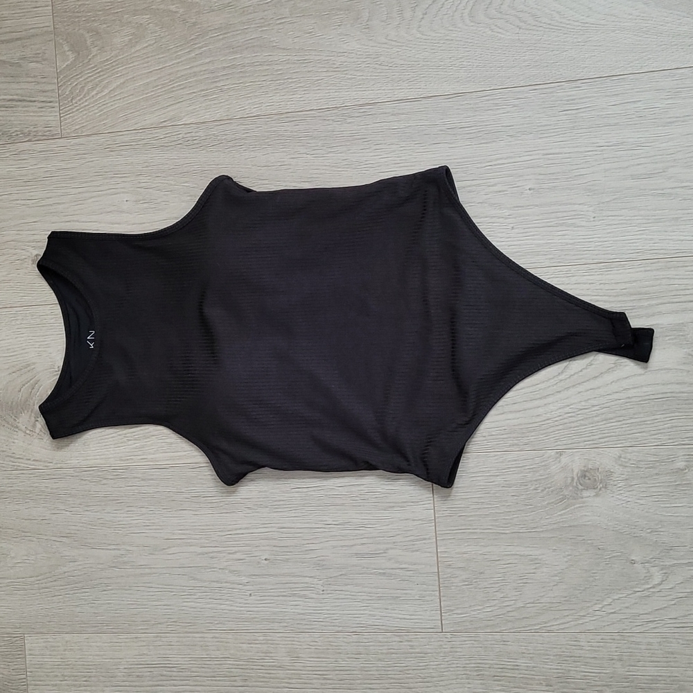 Black Ribbed Bodysuit / Brami suit with Racerback